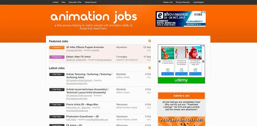 ofertas de empleo para artistas digitales. Animación 2d & 3d, ilustración, arte 3d, diseño, VFX, postproducción y arte digital. Portales de empleo especializado de la industria del cine, publicidad, videojuegos y TV