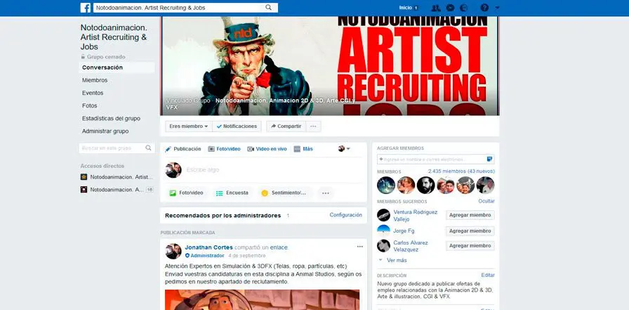 comunidad empleo 3d vfx animacion en faceboook