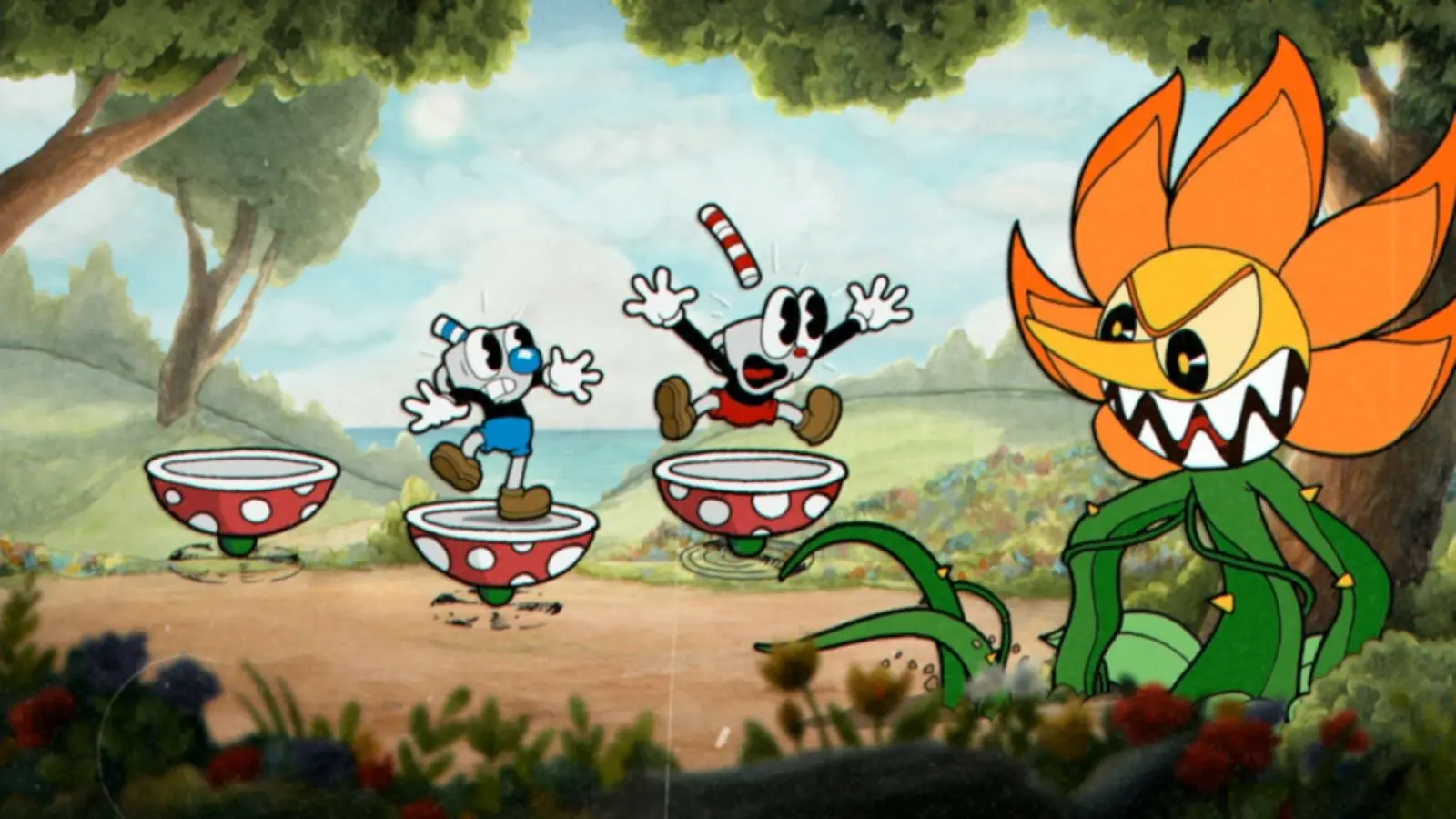 El arte de Cuphead Concept Art, trailer gameplay, Making of, entrevistas, animation process, charlas, storyboard, matte painting, y diseños originales