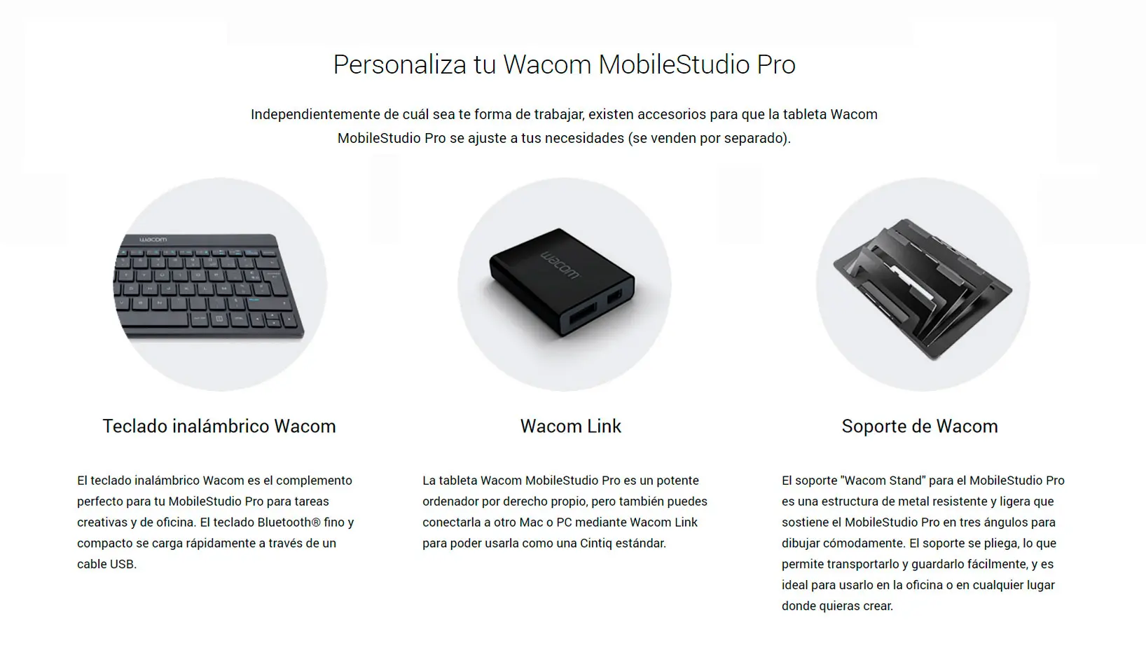 wacom teclado inalambrico, wacom link plus y soporte