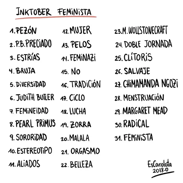 lista alternativa inktober feminista