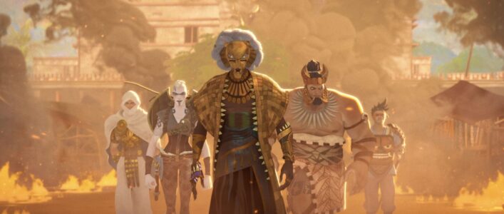 (Center): The Lion (voiced by Cress Williams) in Marvel Studios Television's EYES OF WAKANDA. © 2024 Marvel. All Rights Reserved.