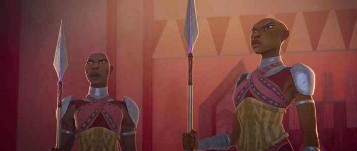 Members of the Dora Milaje in Marvel Animation's EYES OF WAKANDA, exclusively on Disney+. Photo courtesy of Marvel. © 2025 MARVEL. All Rights Reserved.