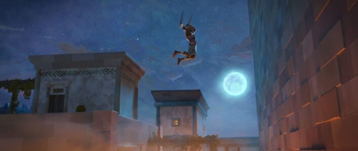 Memnon (Larry Herron) jumping to scale the walls of Troy in Marvel Animation's EYES OF WAKANDA, exclusively on Disney+. Photo courtesy of Marvel. © 2025 MARVEL. All Rights Reserved.