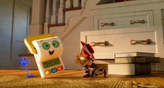 Smarty Pants and Jessie in Disney and Pixar's TOY STORY 5. Photo courtesy of Pixar. © 2026 Disney/Pixar. All Rights Reserved.